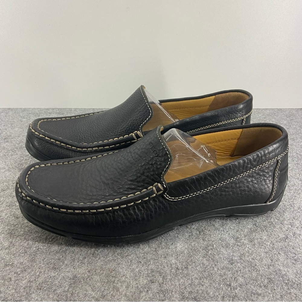 Geox Men’s Black Leather Slip On Loafers Dress Work Shoes Size 43 or US 9